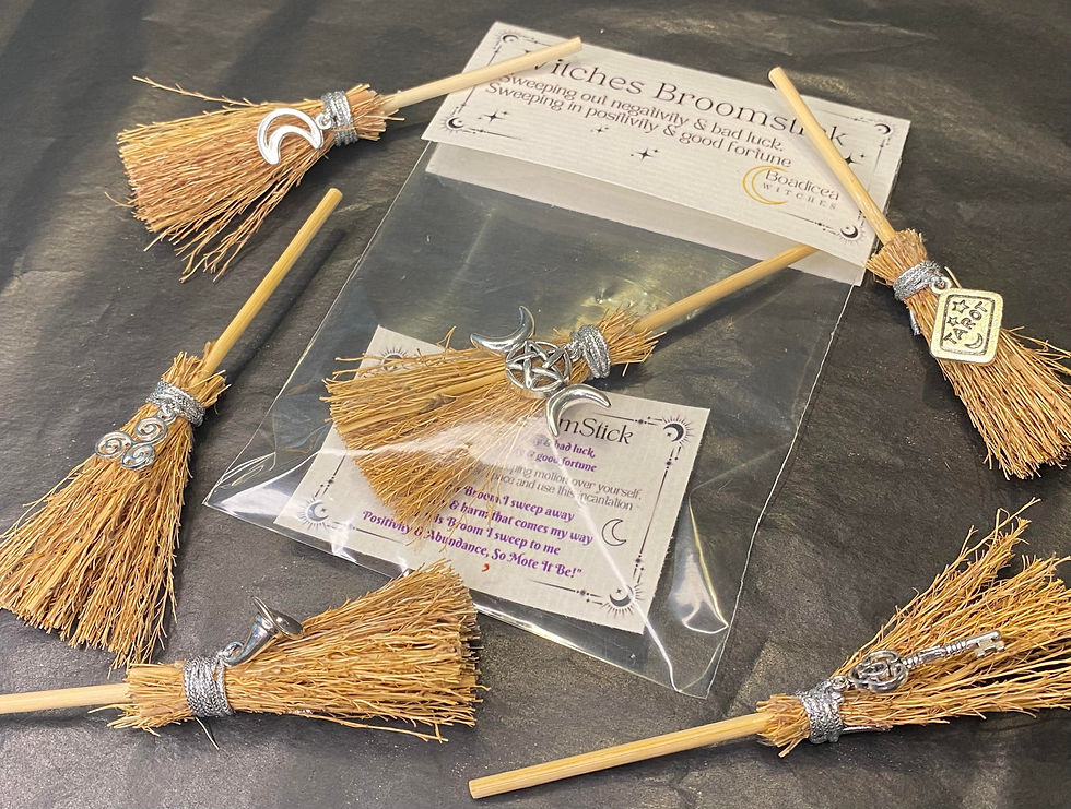 Thumbnail: Mini Witches Broomstick with a choice of Witchy Charm