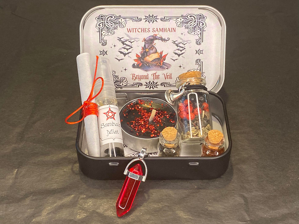 Thumbnail: Halloween Samhain Witches Black Tin, Beyond The Veil Witchcraft Tin,