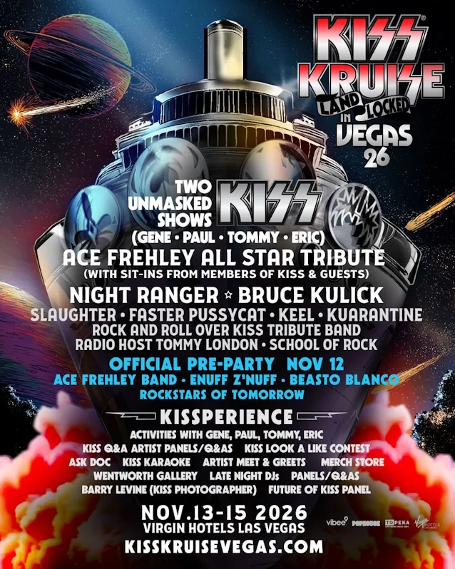 KISS anuncia las actividades de la banda para el 'KISS Kruise: Land-Locked In Vegas' de 2026.