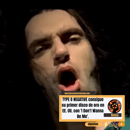 TYPE O NEGATIVE consigue su primer disco de oro en EE. UU. con 'I Don't Wanna Be Me'.