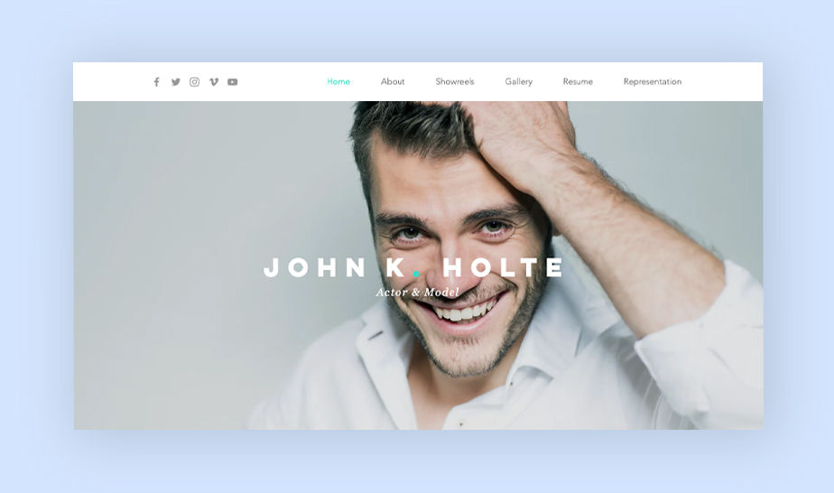 Website template for online modeling portfolio