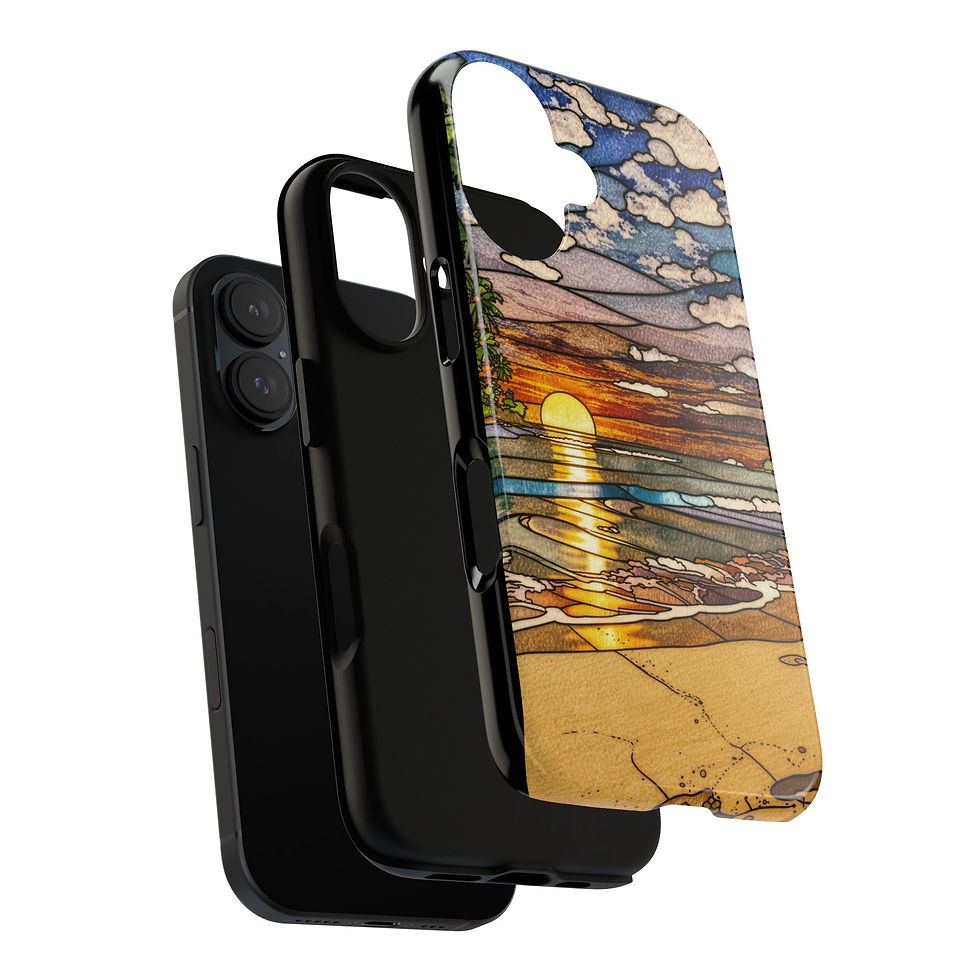 Thumbnail: Phone Case - Stained Glass Sunset Beach Design