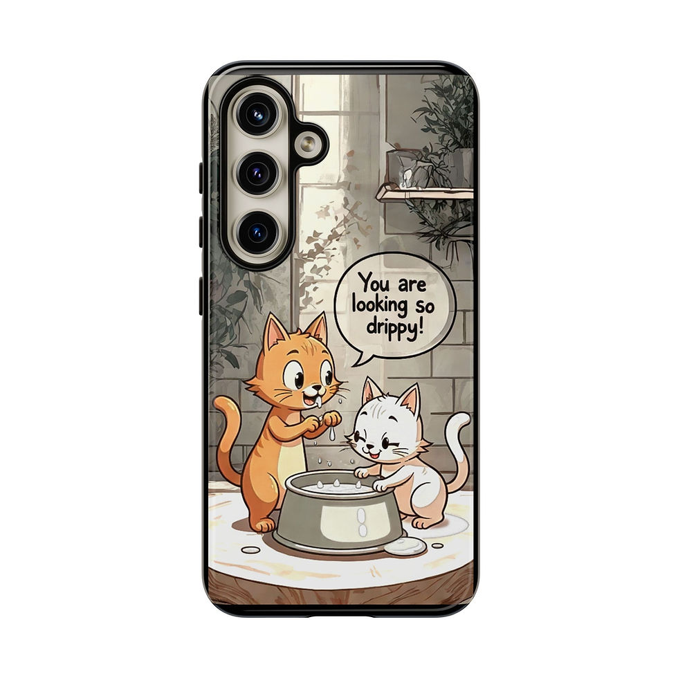 Thumbnail: Cute Cat Phone Case - 'You Are Looking So Drippy' - Tough Cases