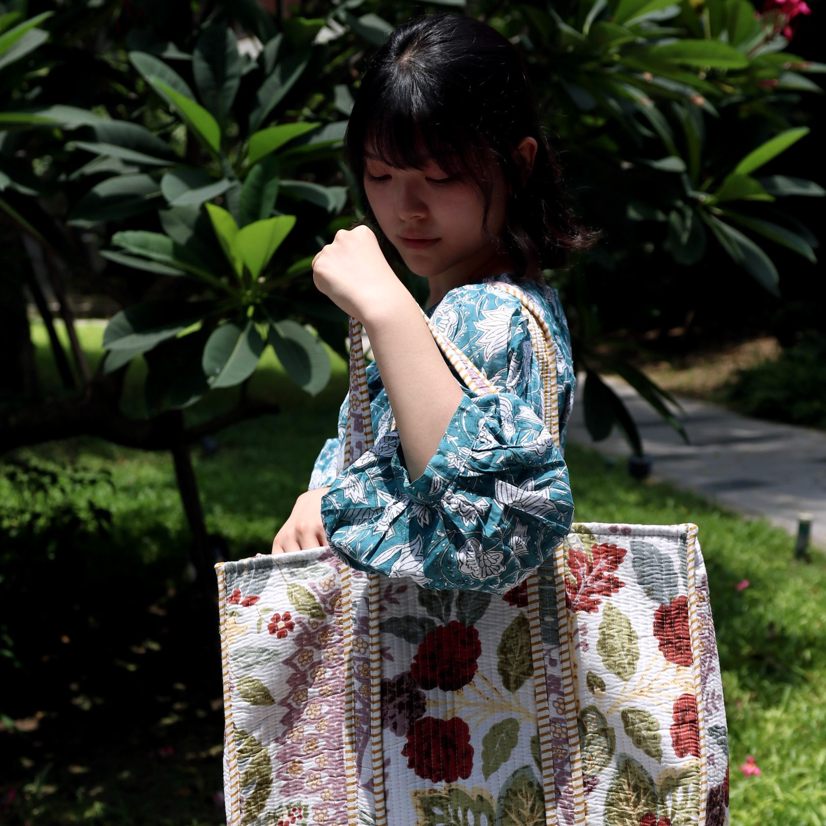 印度木刻蓋染|旅行包(森林莓果)