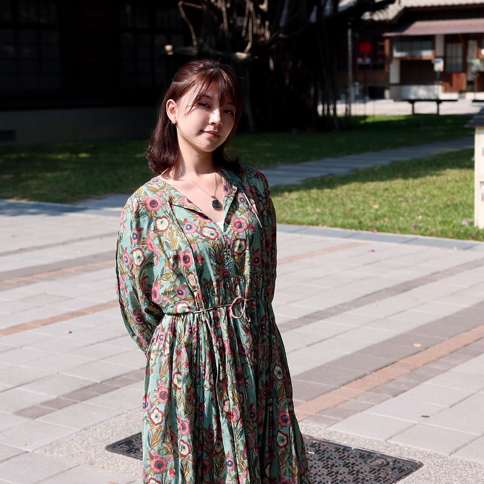 縮圖：印度｜木印刻洋裝· 復古森林