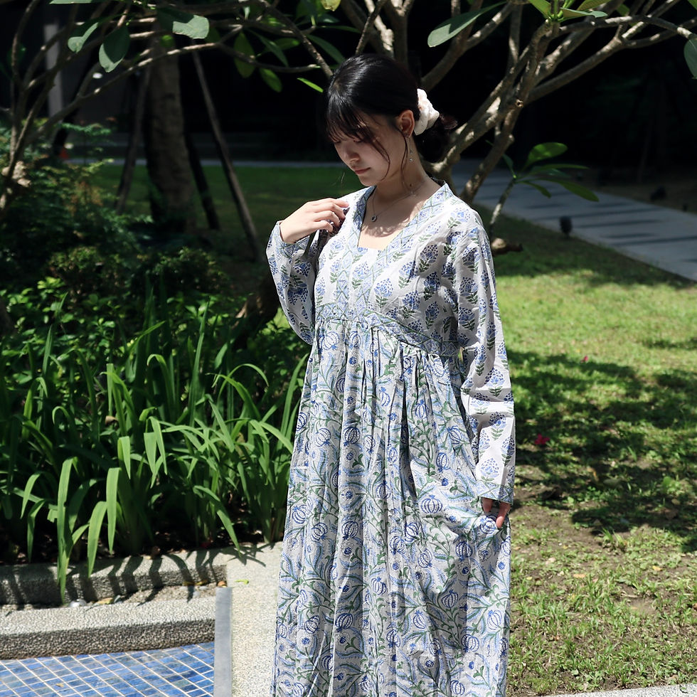 縮圖：印度｜木印刻洋裝·風藍藤影