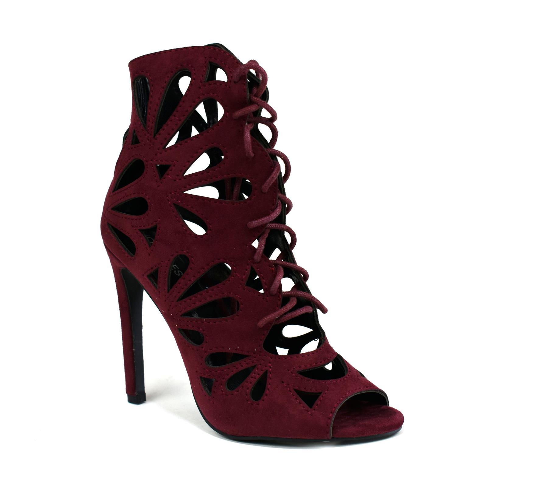 Petals Ankle Heel Burgundy