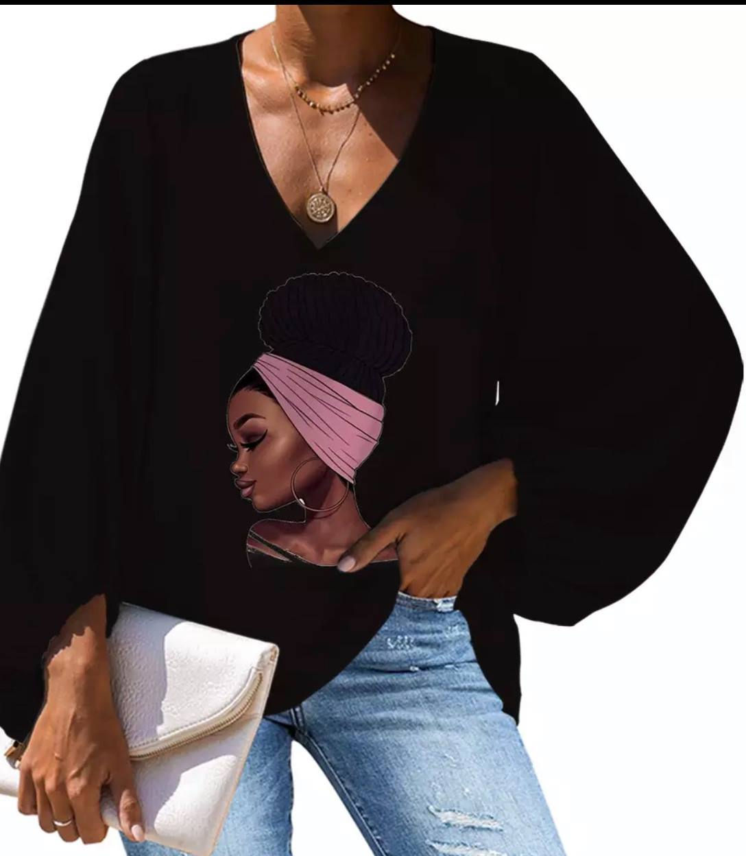 Afrocentric Loose Long Sleeve Shirt