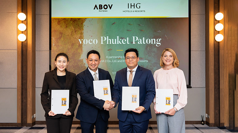 From left to right: Ms. Nada Anerutteva, Strategic Marketing & Communication Consultant, ABOV Patong, Mr. Wuthikrai Kulsirisawad, Chief Executive Officer, ABOV Patong, Pathana Jitsaereetham, Director, Development, Thailand, IHG, Kate Gerits, Director of Operations, Thailand, IHG
