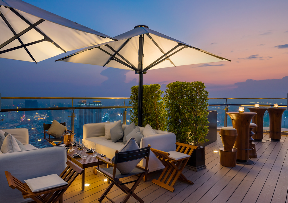 Sora rooftop at Rosewood Phnom Penh, the #1 City Hotel in Asia as ranked by Travel + Leisure’s 2023 World’s Best Awards