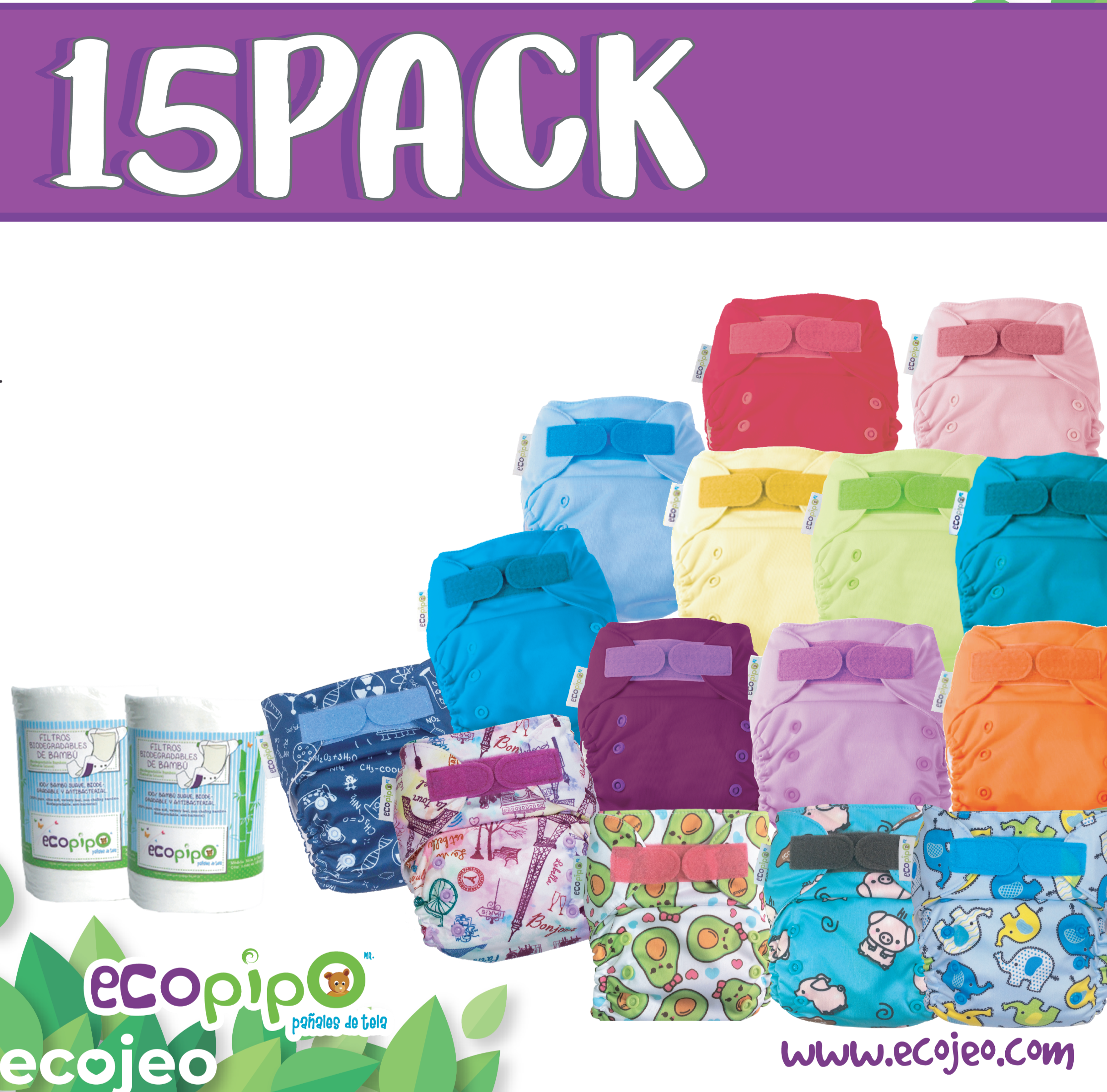 Pack 15 pañales