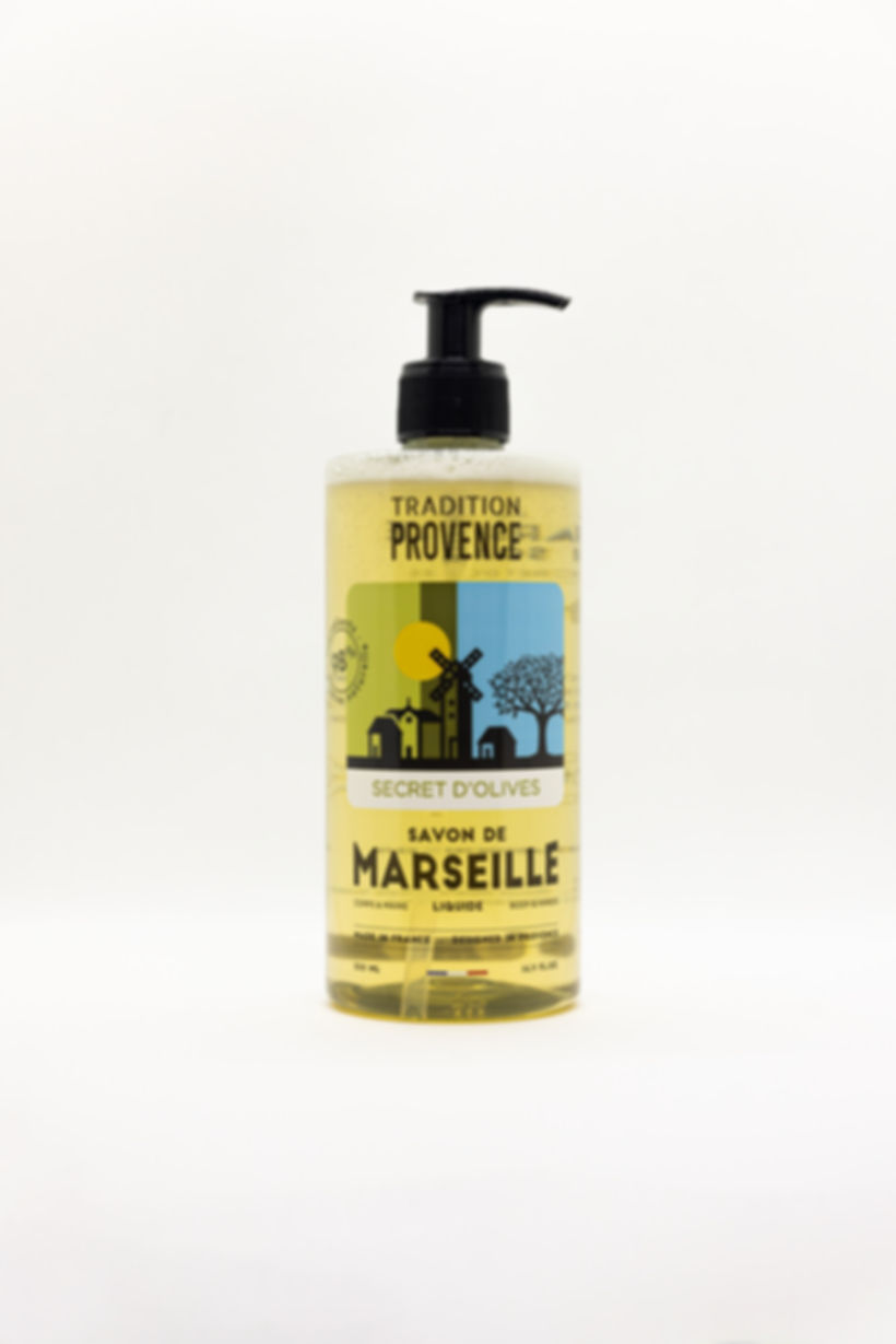 Secret d'Olives — savon liquide de Marseille à l'olive, flacon Tradition de Provence
