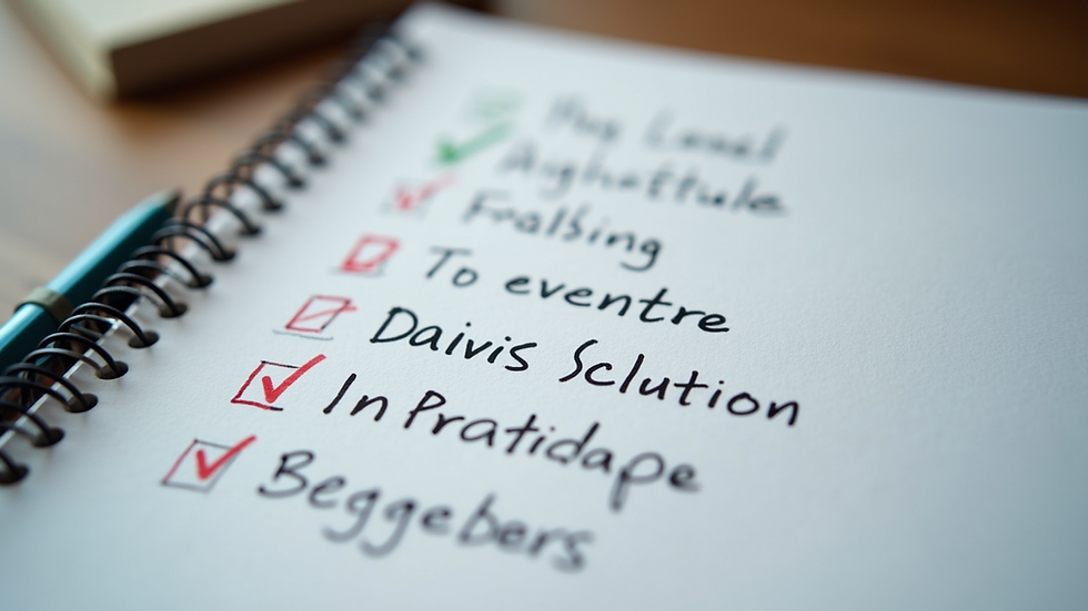 Close-up of a checklist with common IELTS writing mistakes highlighted