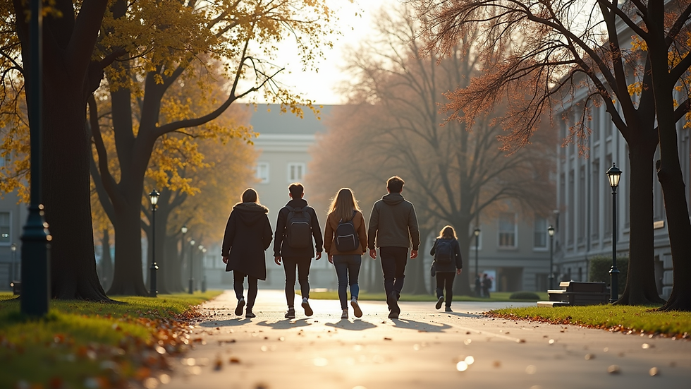 Close-up view of Charles University student campus area with students walking
