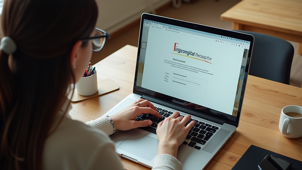 High angle view of a learner using a laptop for an online English lesson