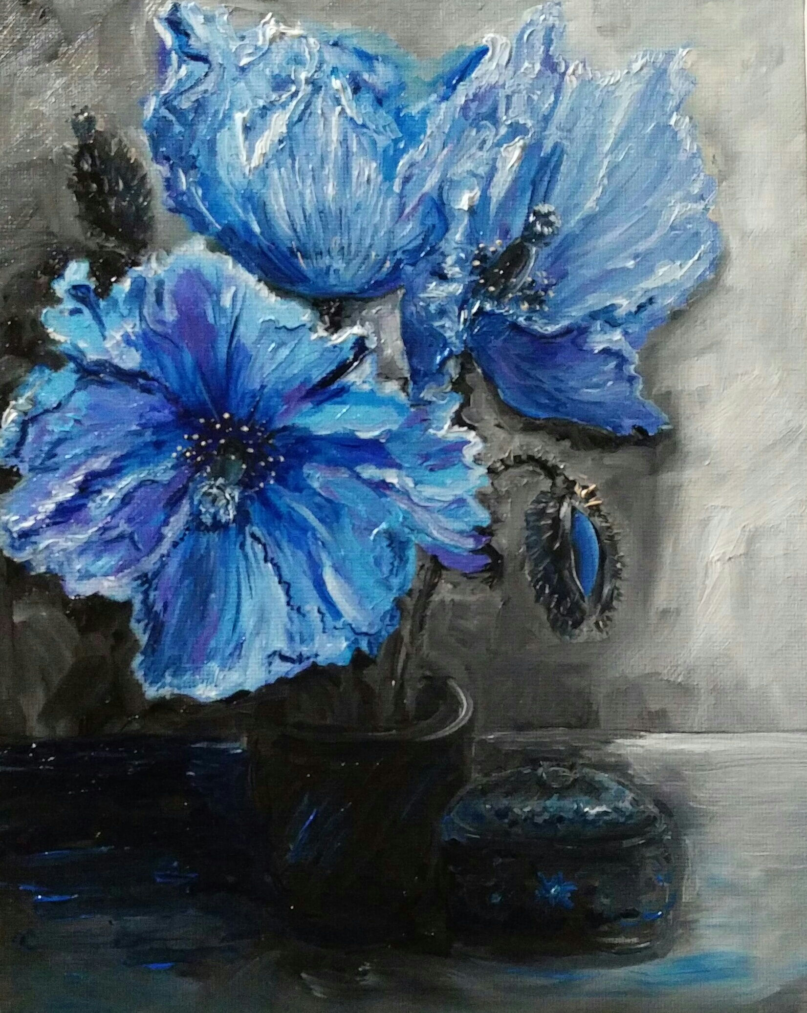 Blu poppies 20.3x25.4 cm