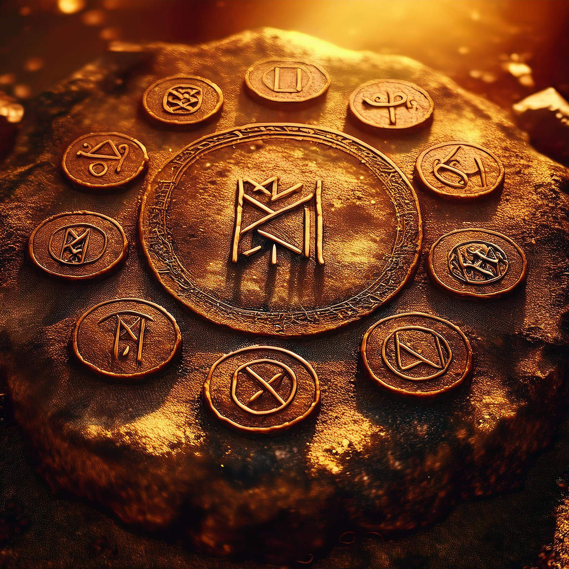 Mystical runes on a stone