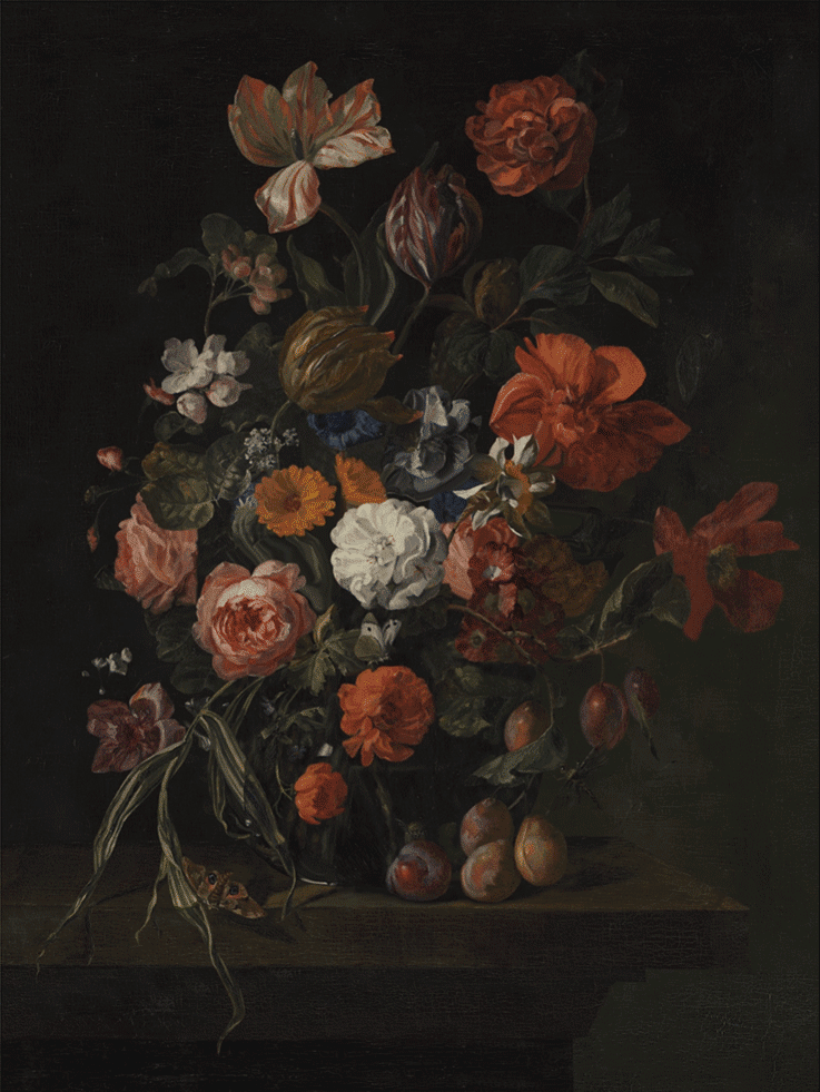 A still life 3D lenticular depicitng flowers. 