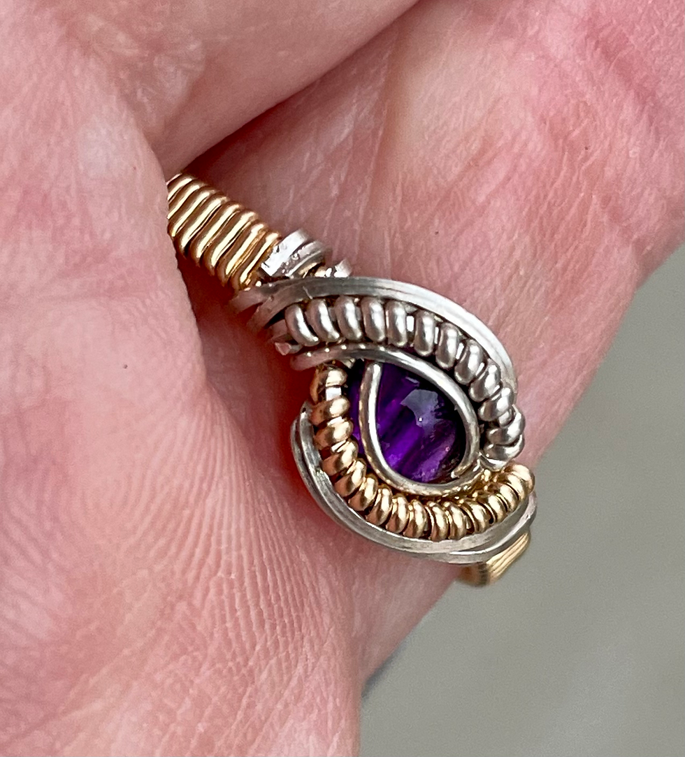 Thumbnail: Amethyst wire ring size 9