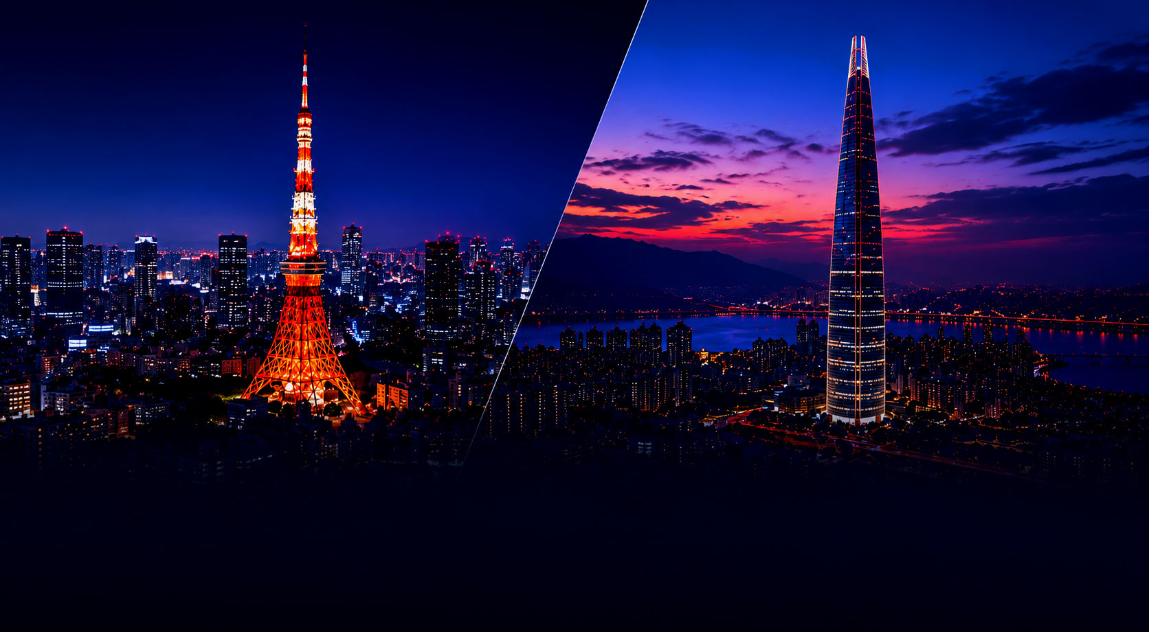 Tokyo and Seoul skyline representing SUBETE's Japan and Korea market expertise