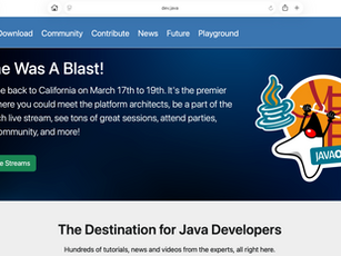 Screenshot of the dev.java website demonstrating how Oracle uses the .java brand domain to build a trusted developer community.