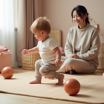 Mom Watching Her Child Play Independently