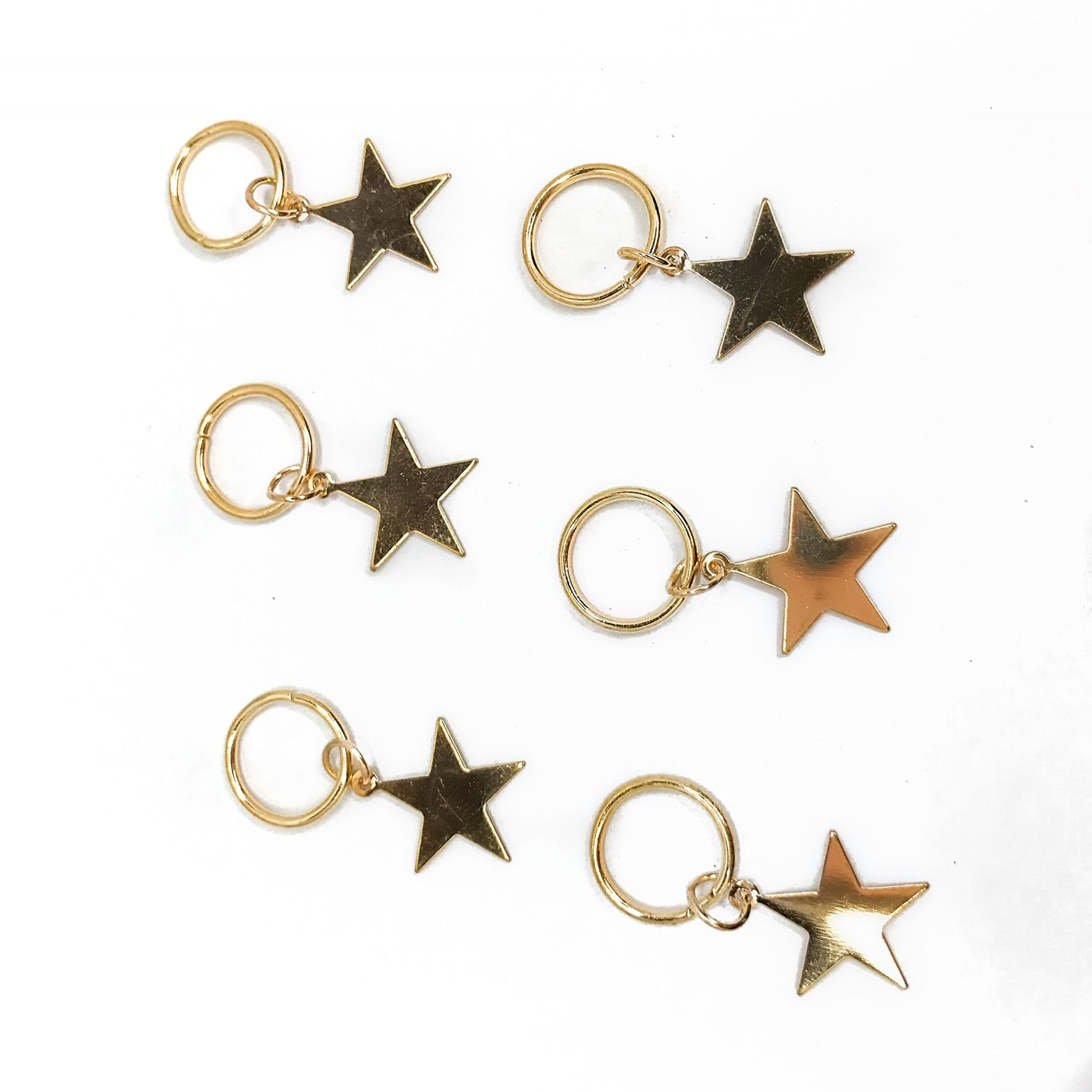 Gold Star Hair Rings - Pack of 6