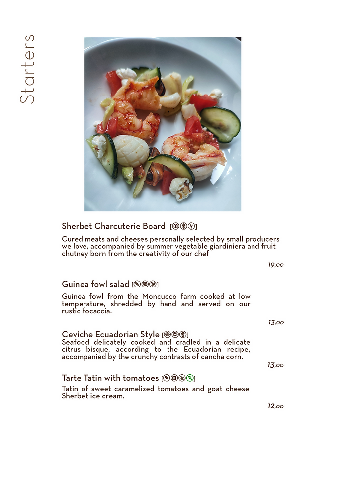 Menu a la carte giugno 2025 inglese