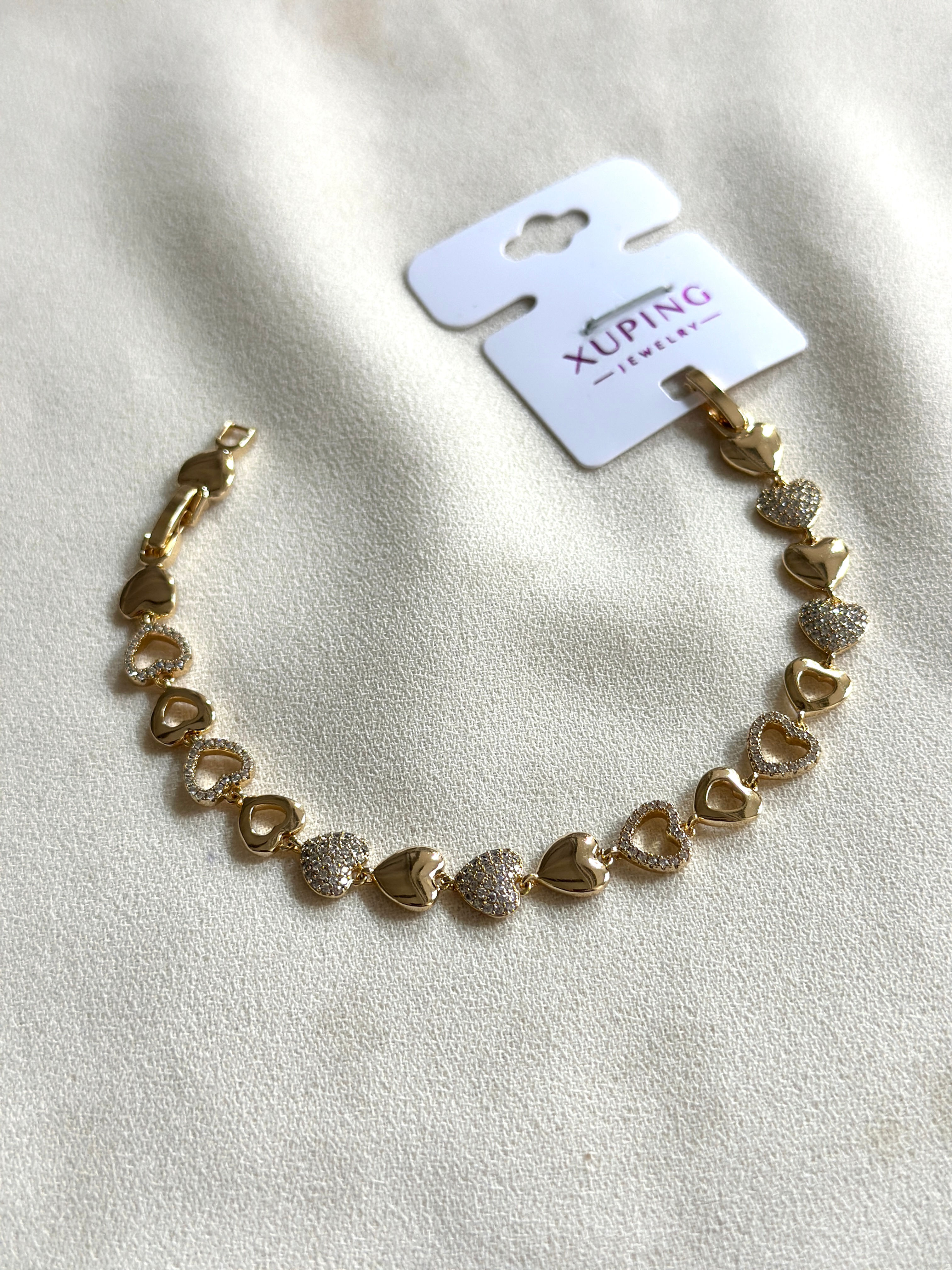 Sıralı Kalp Detay Rose Xuping Bileklik 