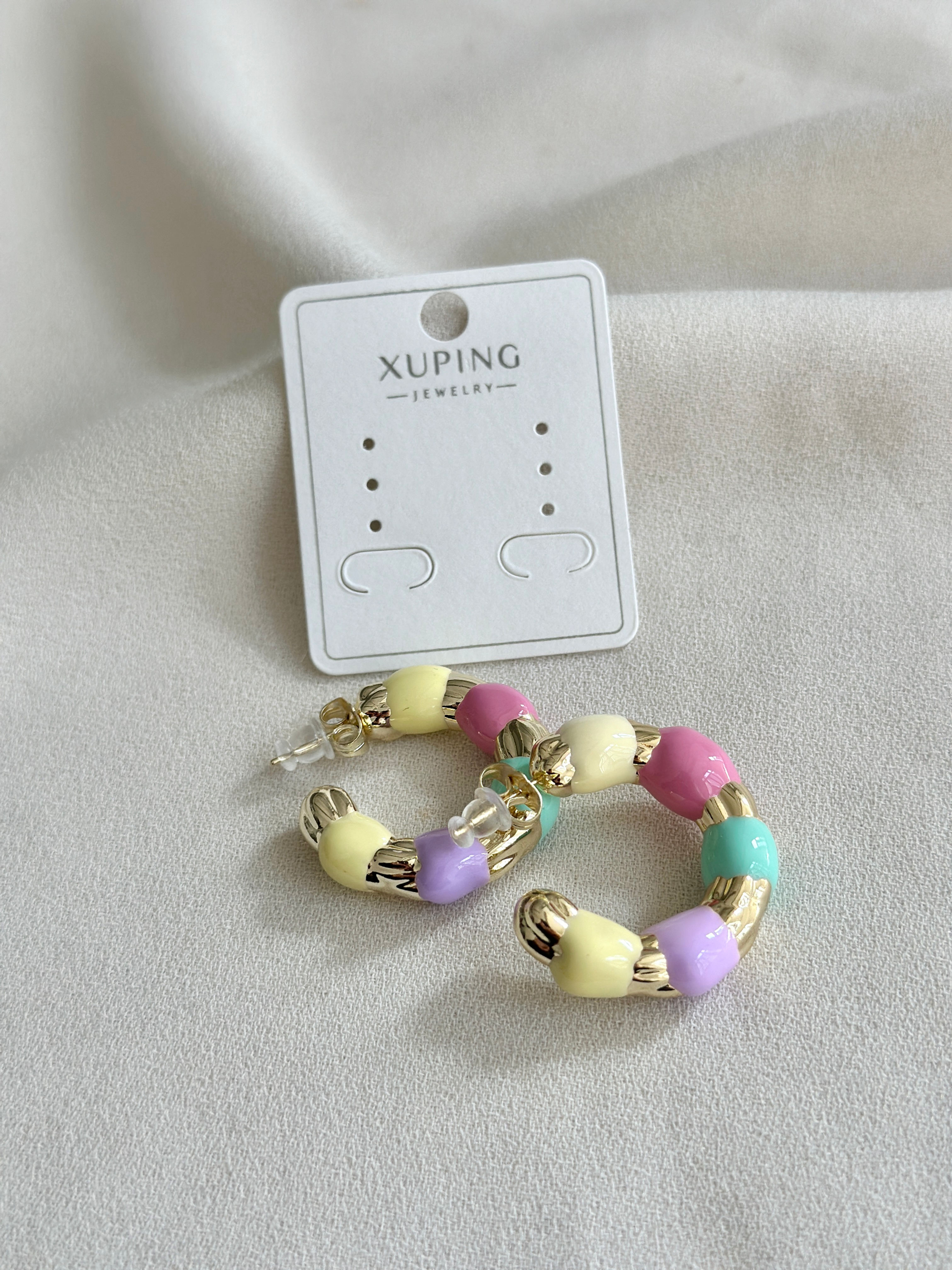 Renkli Taşlı Halka Xuping Küpe