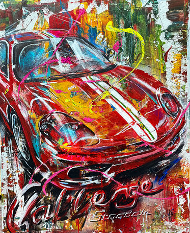 ferrari 360 challenge stradale gemalt in popart stil auf Leinwand , automotiv kunst von anne weigert art 