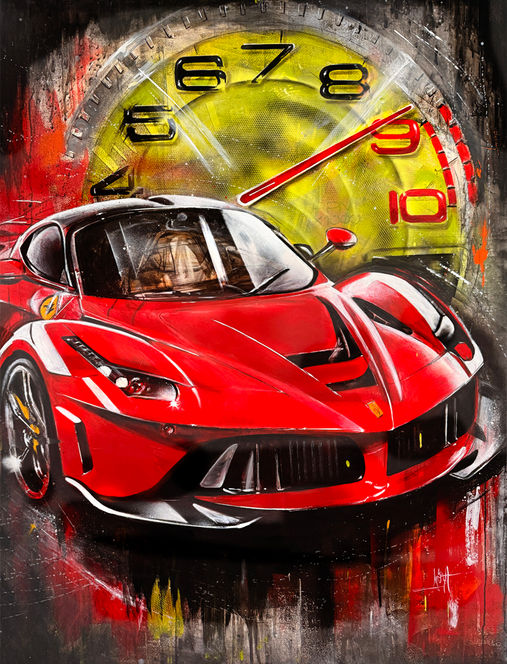 roter la ferrari mit Drehzahlmesser, Ansicht von vorn