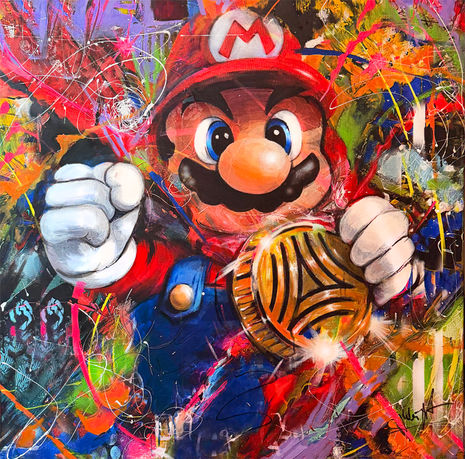 Super Mario comic-figur , original Leinwandbild, Auftragsarbeit