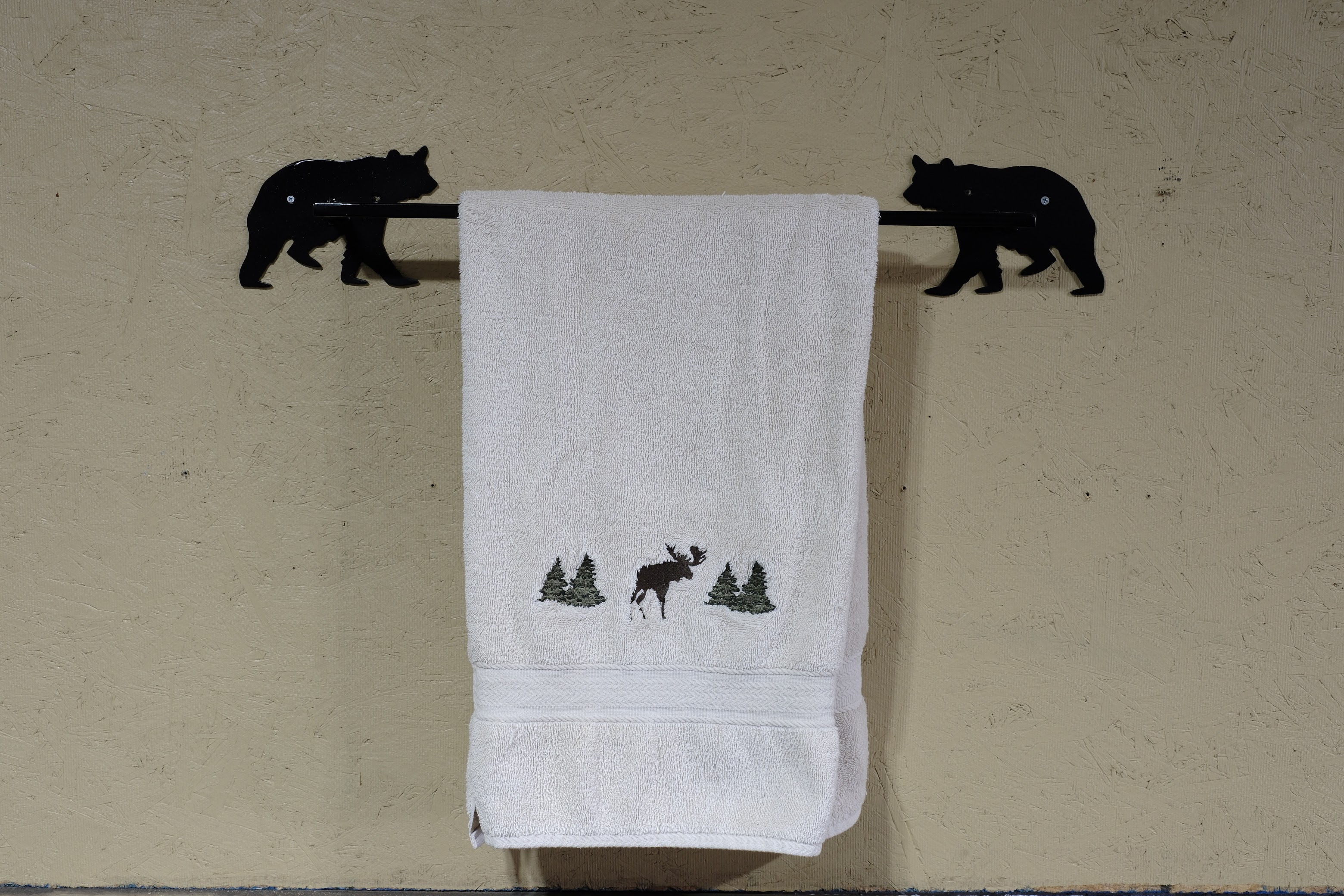Bear rustic towel bar