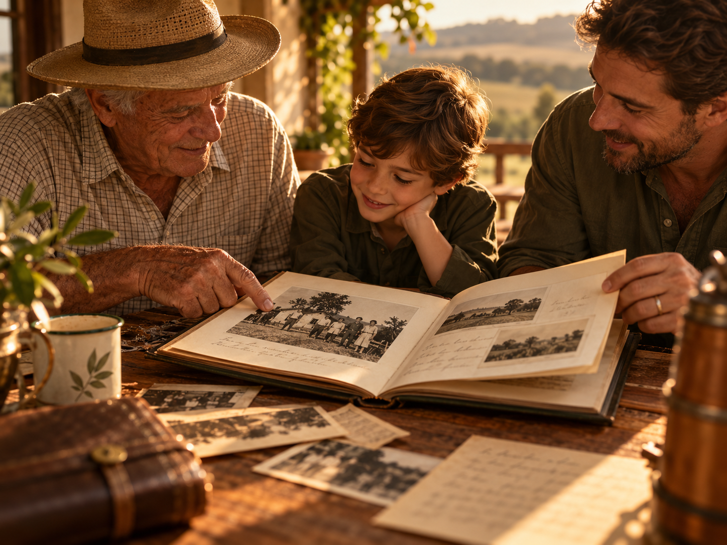 Memórias de família no campo ao entardecer, imagem ilustrativa
