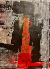 abstract image with reds, blacks and grays