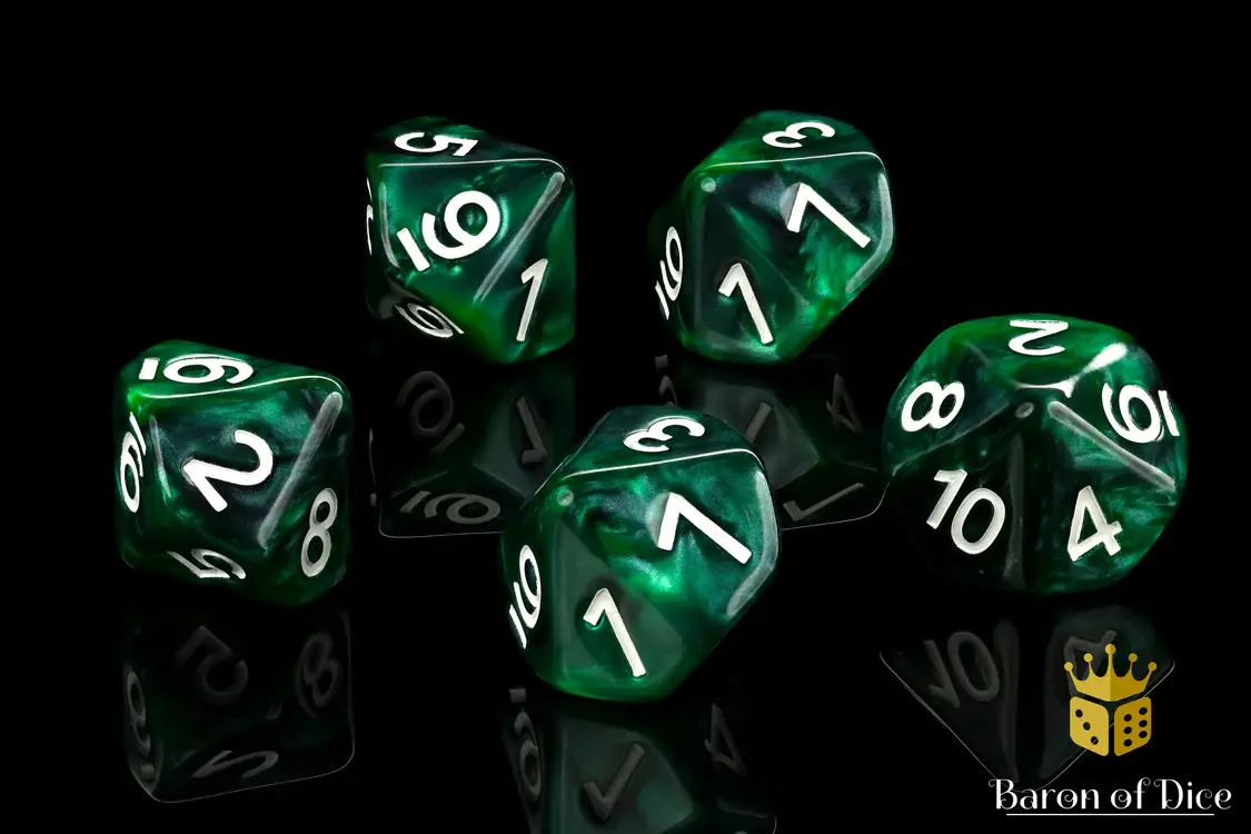 Counter - Green and Black D10 - Baron of Dice (5 count)