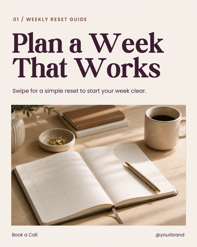 Plan a Week That Works - Plum Sand Coaching Carousel template