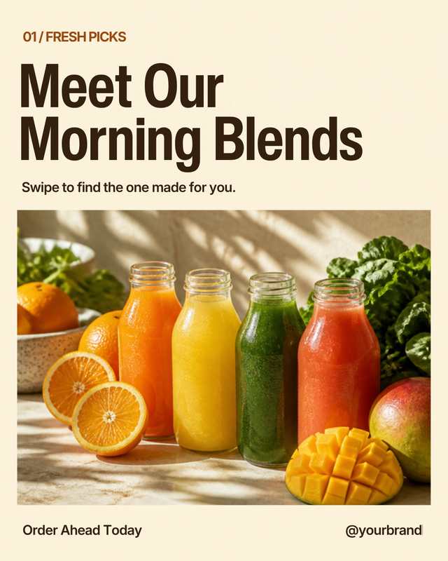 Meet Our Morning Blends - Mango Sunrise Juice Bar Carousel template