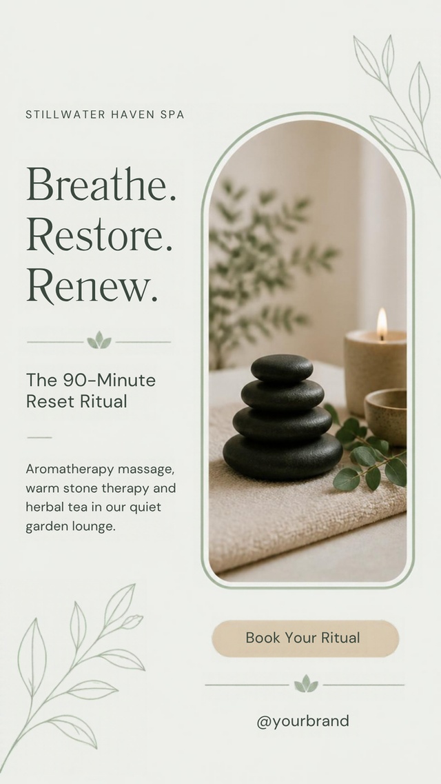 Breathe Restore Renew - Calm Spa Story template preview