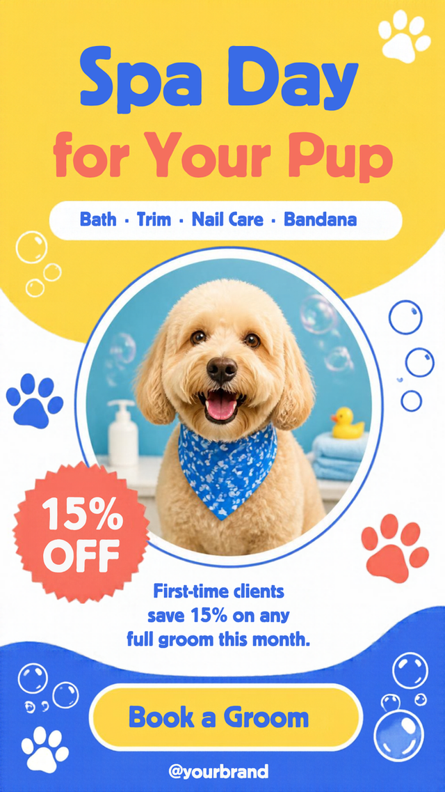 Spa Day for Your Pup - Bright Pet Grooming Story template preview