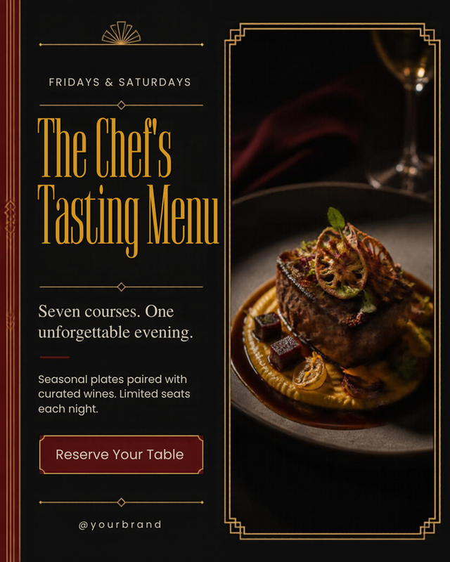 Chef's Tasting Menu - Moody Restaurant Promo template preview