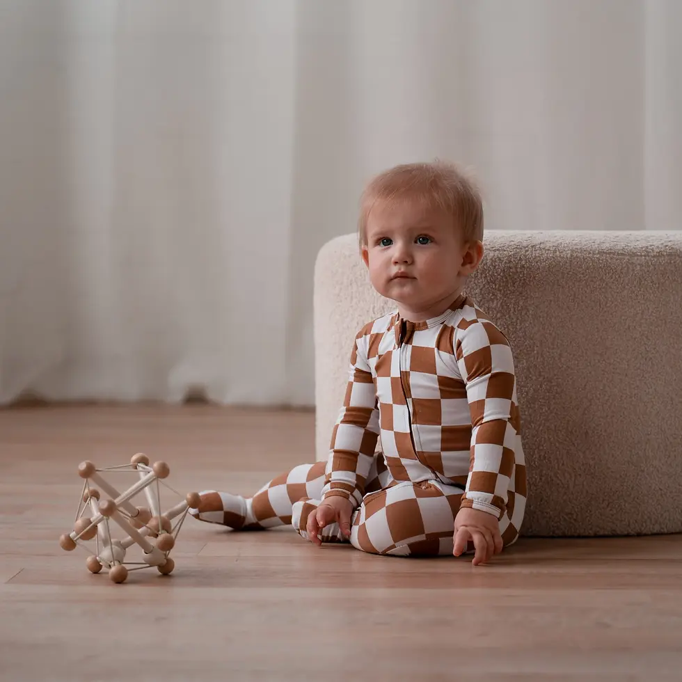 Thumbnail: Bamboo Footed Sleeper - Carmel Check