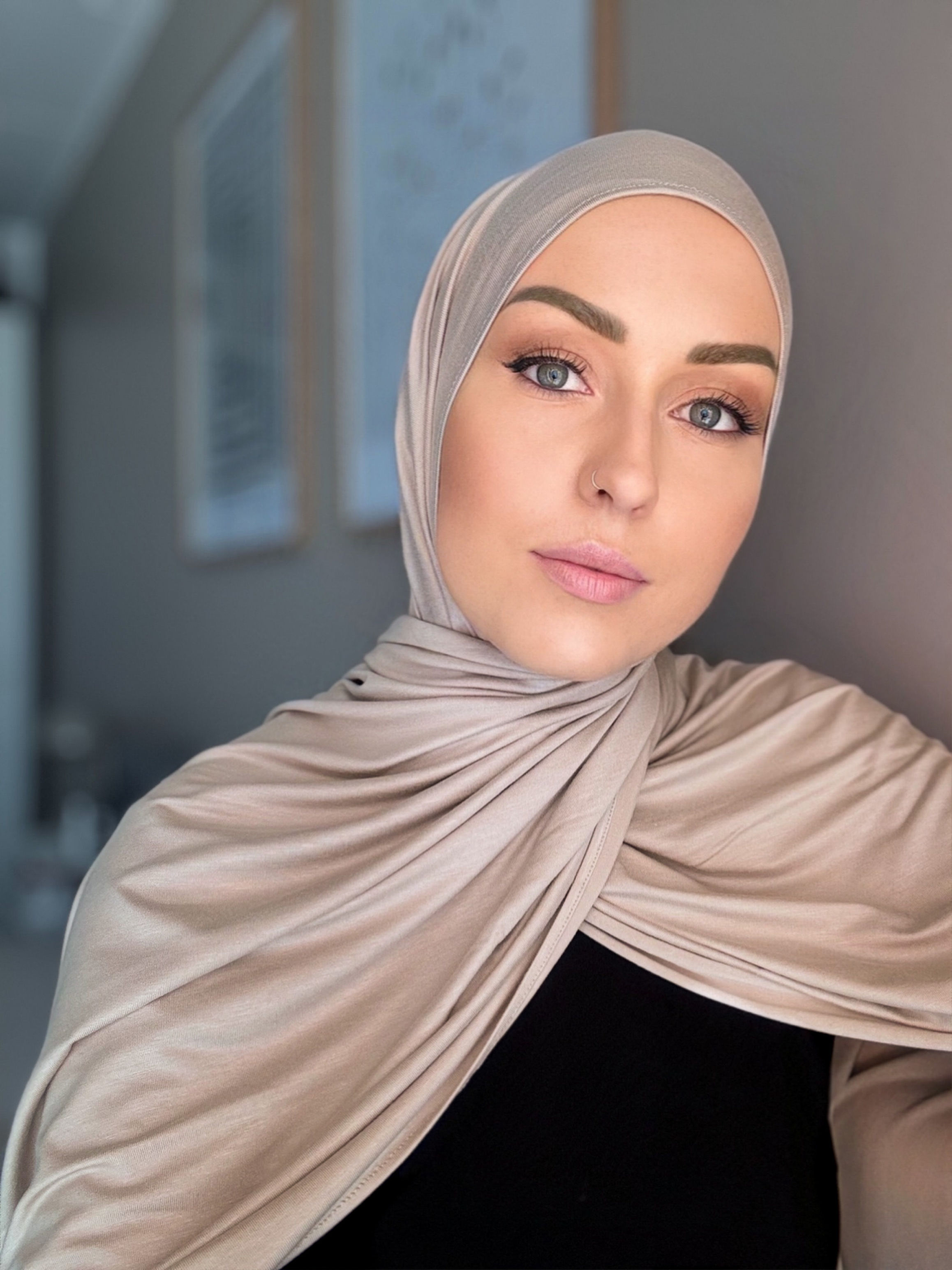 PLAIN JERSEY SJAL - DUSTY SAND (B)