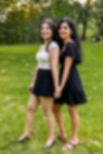 Two sisters holding hands