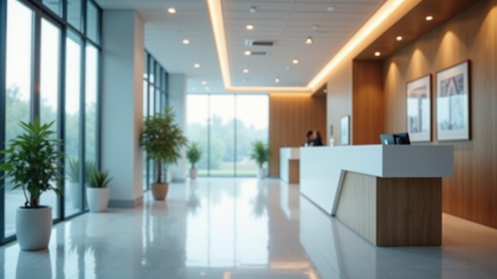Eye-level view of a modern medical clinic reception area