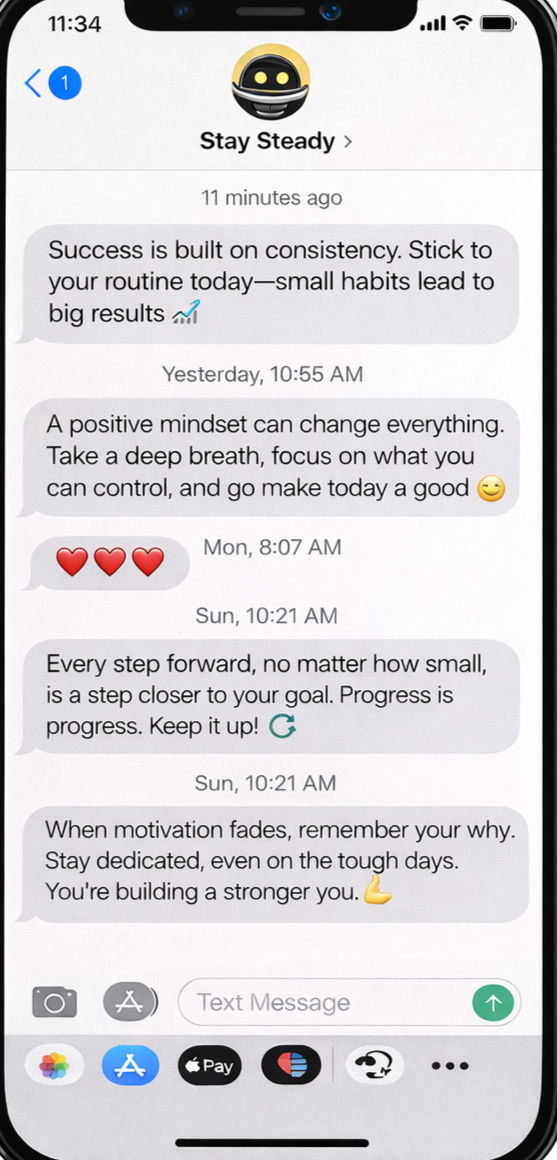 daily sms messages supporting client consistency and accountability in coaching programs