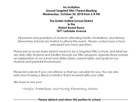 Annual Targeted Title I Parent Meeting