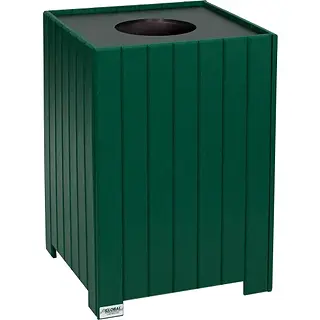 Basurero de plastico reciclado verde cuadrado