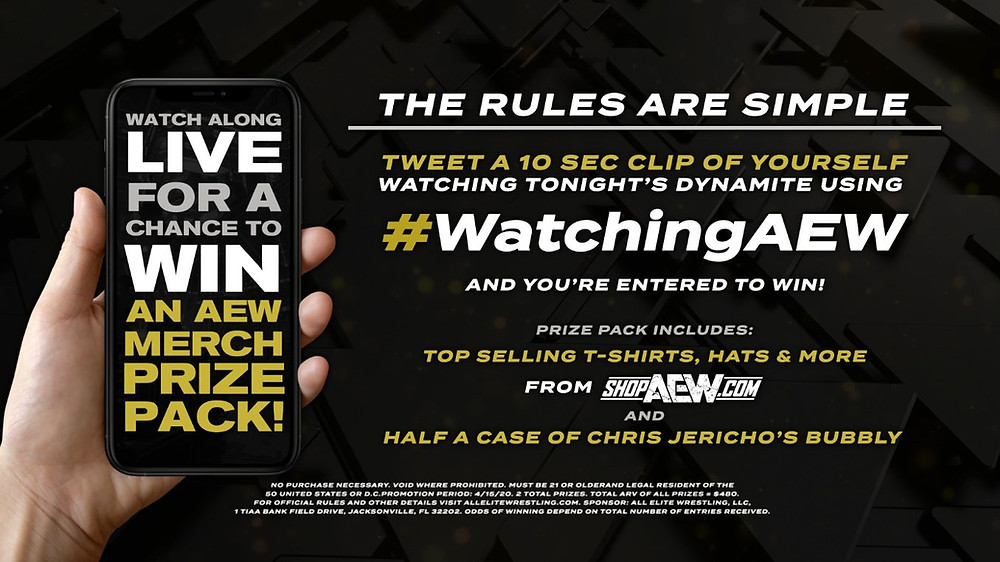 2020 Aew Dynamite Watch Along Sweepstakes Official Rules